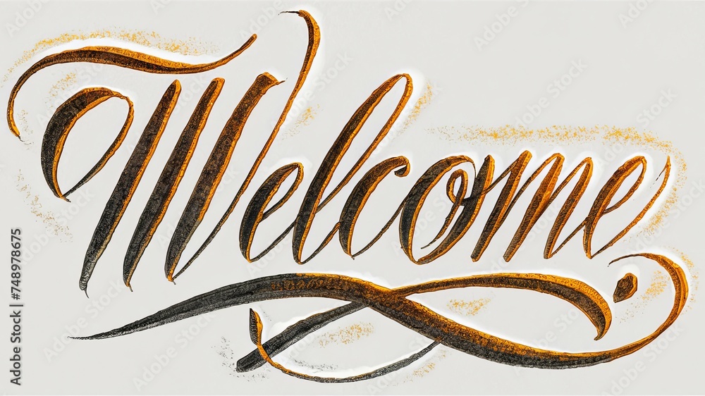 Welcome calligraphic banner card or sign message background - obrazy, fototapety, plakaty 
