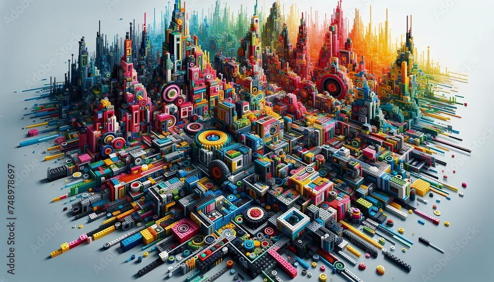 Fototapeta premium blocks abstract background. Vivid colours, plastic blocks