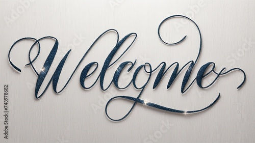 Welcome calligraphic banner card or sign message background