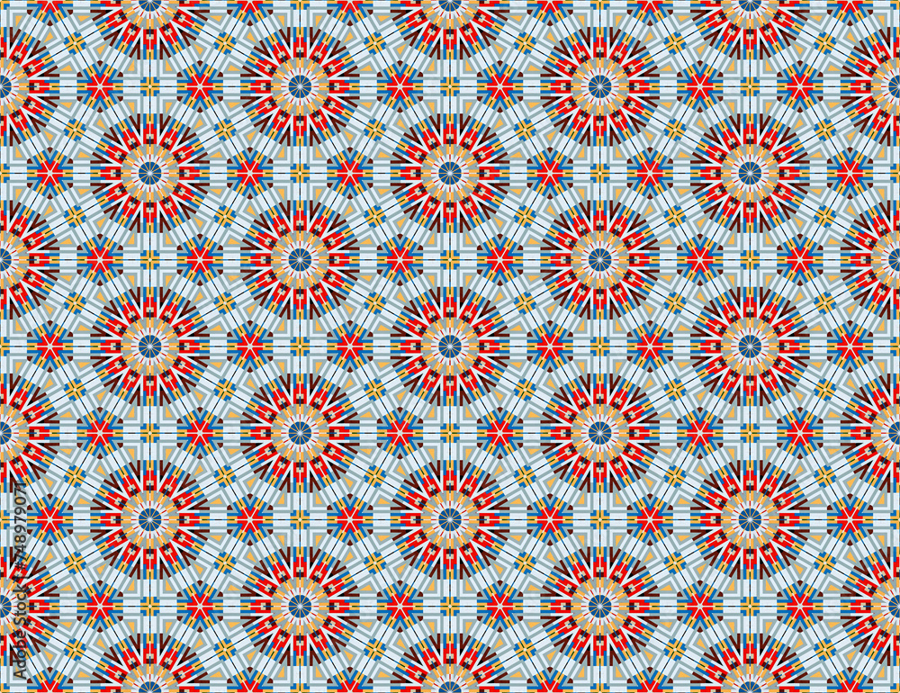 Geometric flower seamless pattern. Digital floral pattern. DIY scrapbook paper.