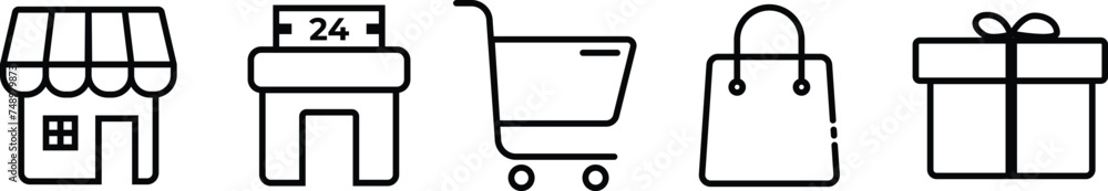 Shopping cart outline icon set vector illustration. Shopping cart outline icon set vector illustration.