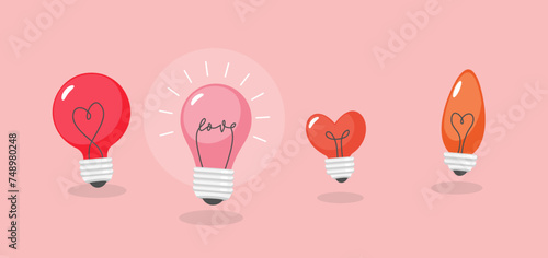floating heart lightbulbs, love valentines pastel