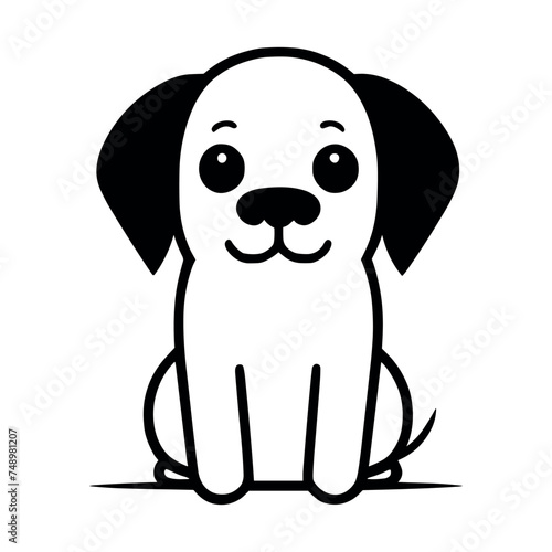 Cute dog vector black and white cartoon character design collection. White background. Pets  Animals.