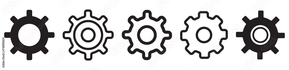 Black settings icon. Cogwheel symbol. Gear wheel vector linear icon for use in any purpose. Black settings icon. Cogwheel symbol. Gear wheel vector linear icon for use in any purpose.