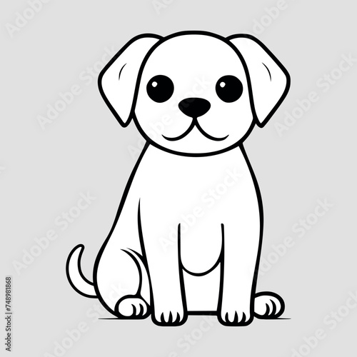 Cute dog vector black and white cartoon character design collection. White background. Pets  Animals.