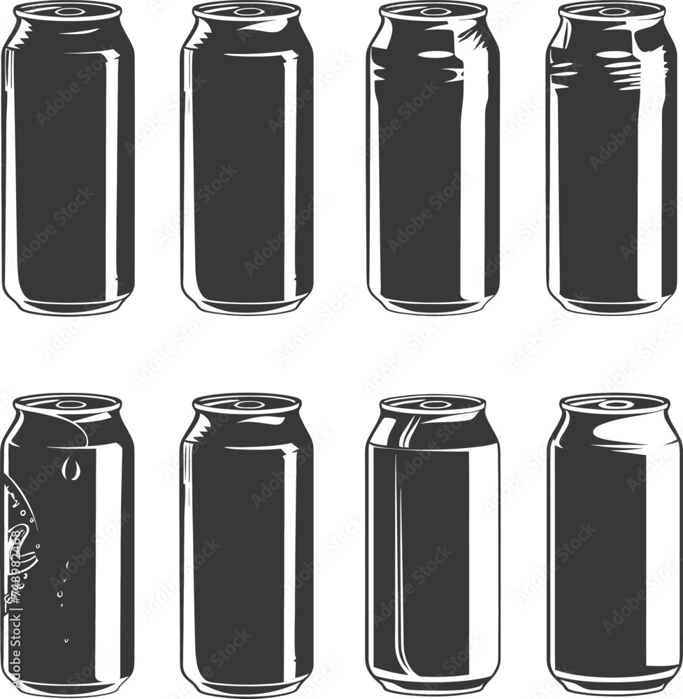 Silhouette blank Drink can canned drink black color only Silhouette blank Drink can canned drink black color only