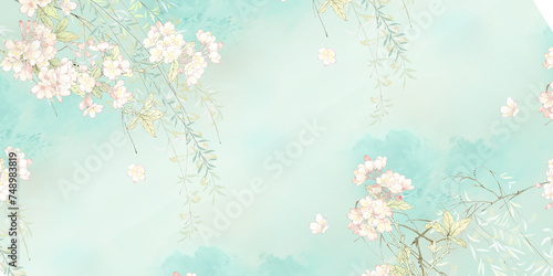 beautiful, print, element, leaves, fabric, invite, doodle, watercolor flowers, graphic, elegant, petal, branch, isolated, textile, green, art, tree, abstract, fashion, illustration, background, waterc