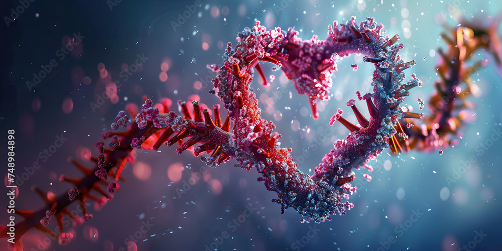 heart chromosome transforming representing love and dna