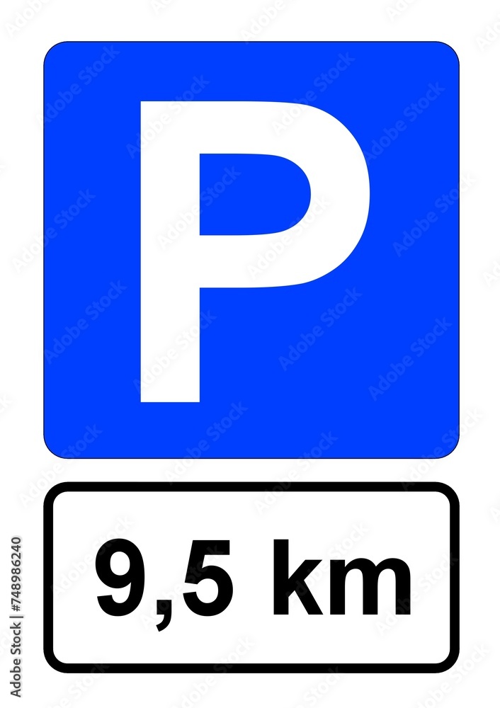 Illustration eines blauen Parkplatzschildes mit der Aufschrift Illustration eines blauen Parkplatzschildes mit der Aufschrift