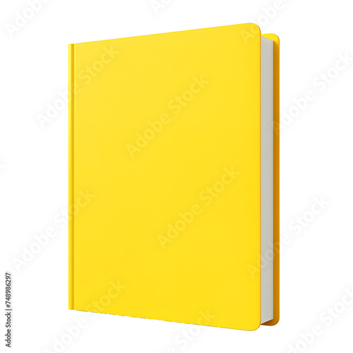 Transparent PNG available yellow book cover mockup, front or side view perspective, template design, isolated on a transparent background. PNG, cutout, or clipping path