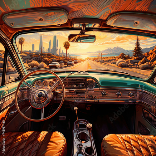 old car on the road