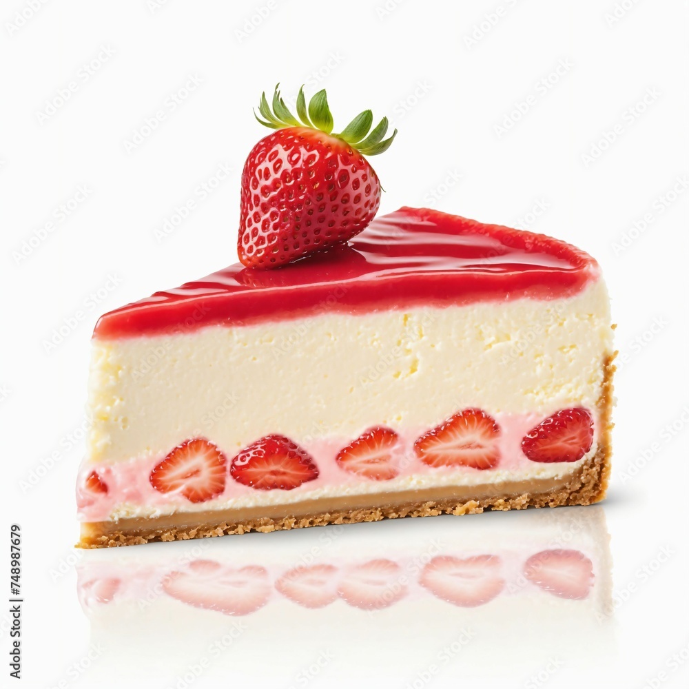 Strawberry cheesecake isolated on white background Strawberry cheesecake isolated on white background