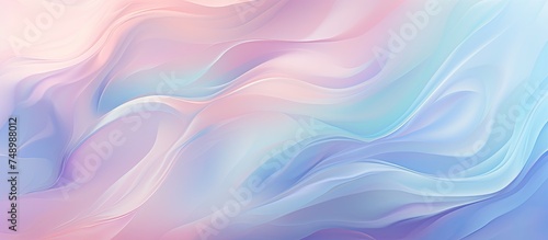 The background features soft pastel colors of blue and pink with wavy lines creating a gentle and calming ambiance. The wavy lines add movement and depth to the abstract background.