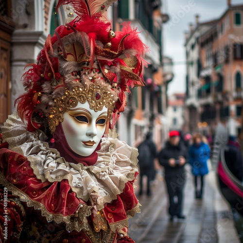 Elegant Venetian Mask at Carnival with Venice Scenery