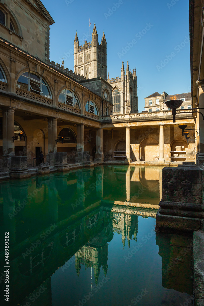 Empty roman baths in Bath UK
