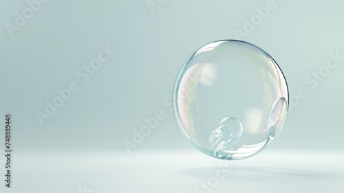 Close-up of a delicate soap bubble reflecting pastel colors