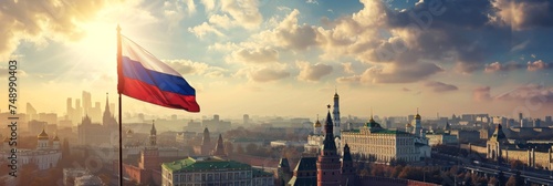 Russia's flag over the Kremlin, symbolizing the heart of Russian power photo