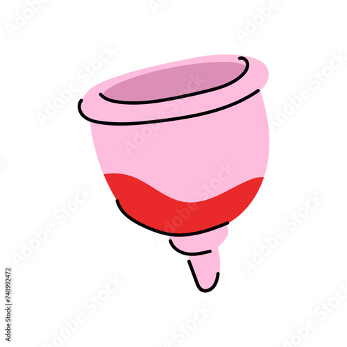 A cartoon illustration of a zero waste menstrual cup. Hygiene product for women period.