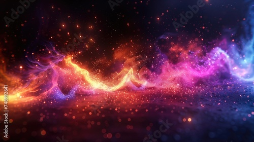 Wallpaper Mural Colorful digital art with glowing particles and waves in vibrant blue, purple, pink, orange, and red. Torontodigital.ca