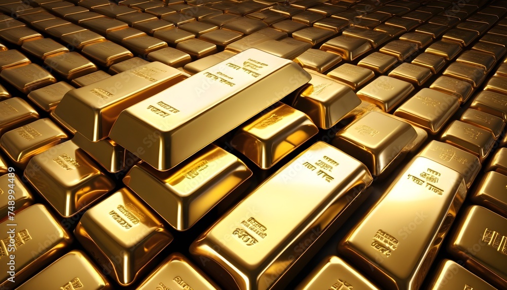 A lot of gold ingots macro background A lot of gold ingots macro background