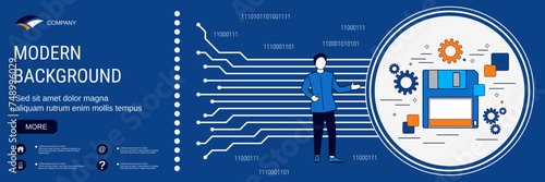 Digital technology banner vector design template. Data storage concept