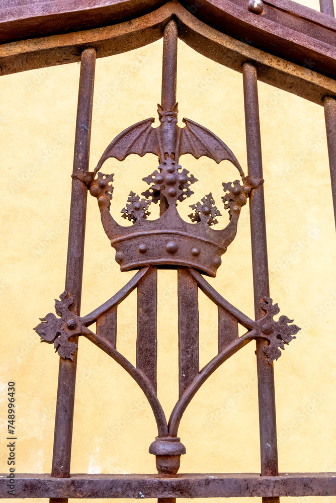 Regal Crown Motif on Valencia's Wrought Iron Gate