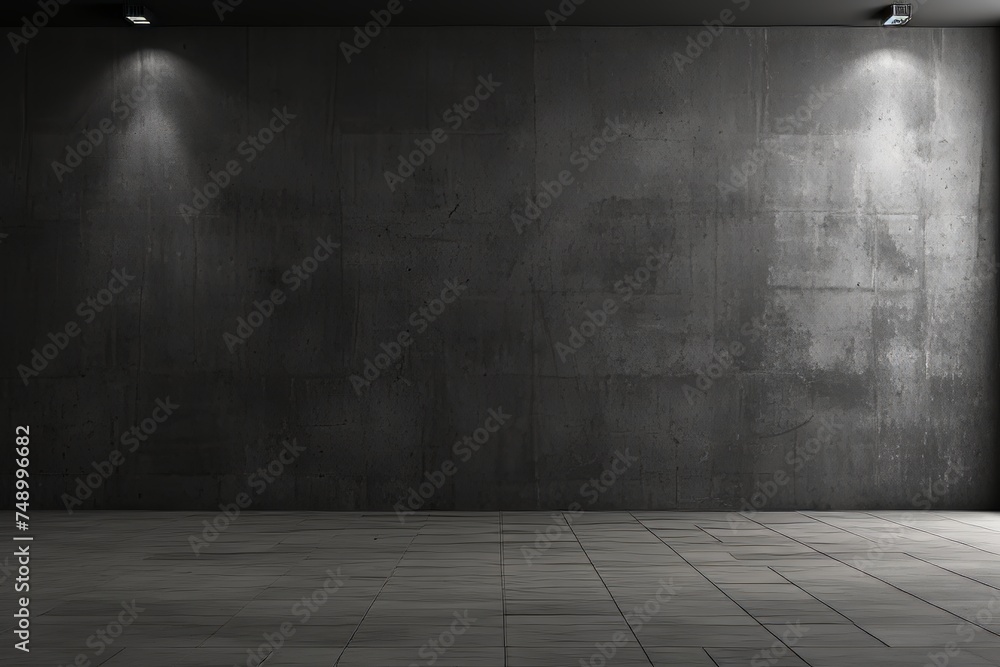 Empty dark street scene with black asphalt road and studio room interior texture Empty dark street scene with black asphalt road and studio room interior texture
