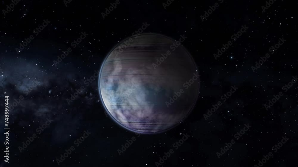 Realsitic blue and purple planet rotating in empty space Realsitic blue and purple planet rotating in empty space
