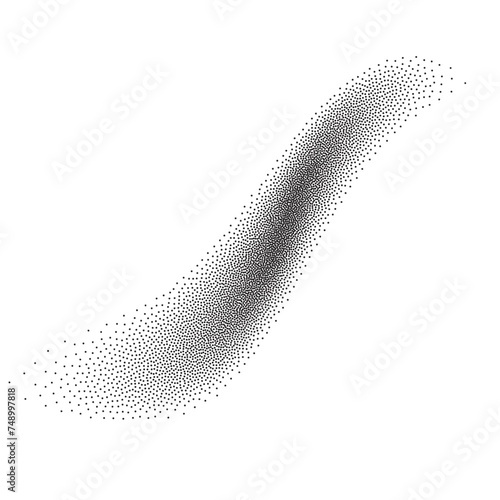 Dot grain noise gradient spray pattern background. Abstract brush strokes with sand texture. Painting dotted stipple lines, grainy effect, vector illustration isolated on white background