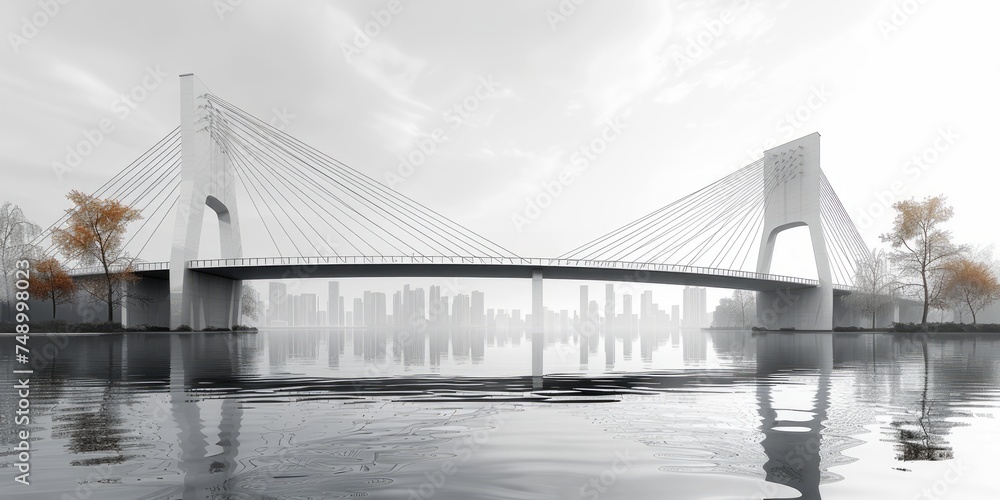 Bridge Architecture Illustration in Linear Style Generative AI