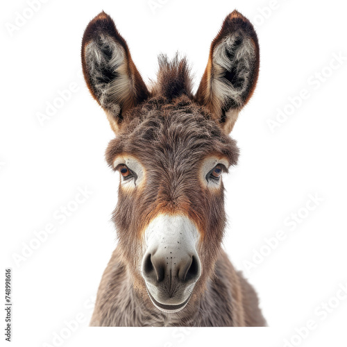 donkey face shot isolated on white background cutout