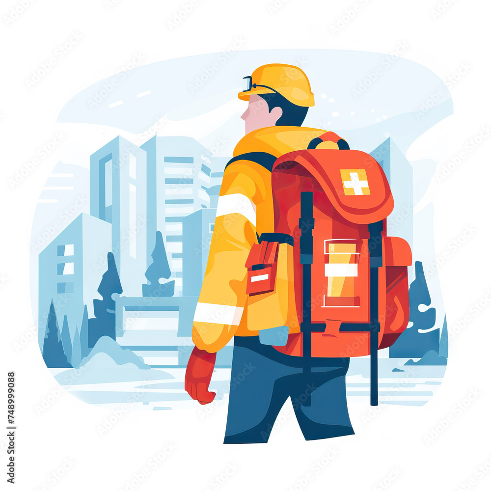Disaster Response Coordinator Managing Emergency Operation. Vector Icon Illustration. Job Icon Concept Isolated Premium Vector. Disaster Response Coordinator Managing Emergency Operation. Vector Icon Illustration. Job Icon Concept Isolated Premium Vector.