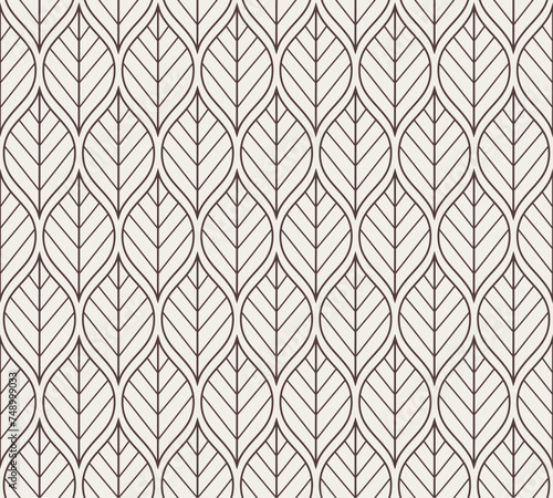 Damask organic leaves seamless pattern. Vector retro style background print. Decorative flower texture.