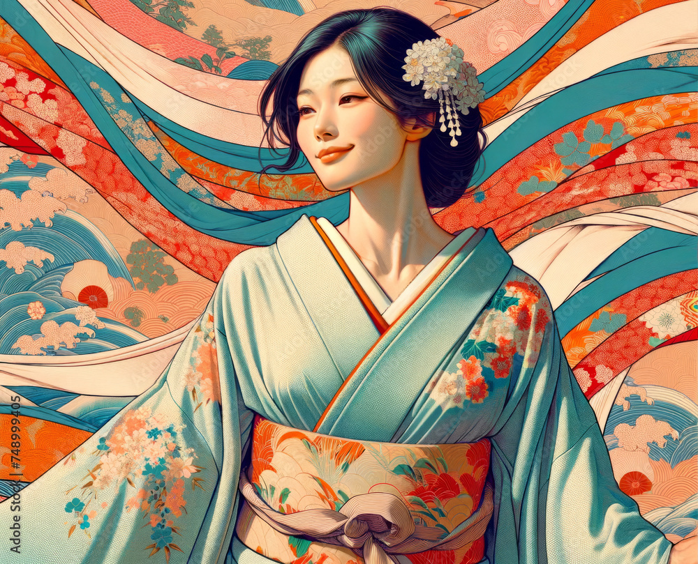 Naklejka premium 浮世絵(Ukiyoe)/美人画