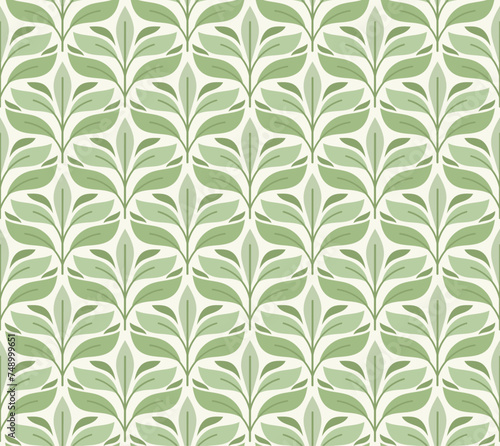 Damask organic leaves seamless pattern. Vector retro style background print. Decorative flower texture.