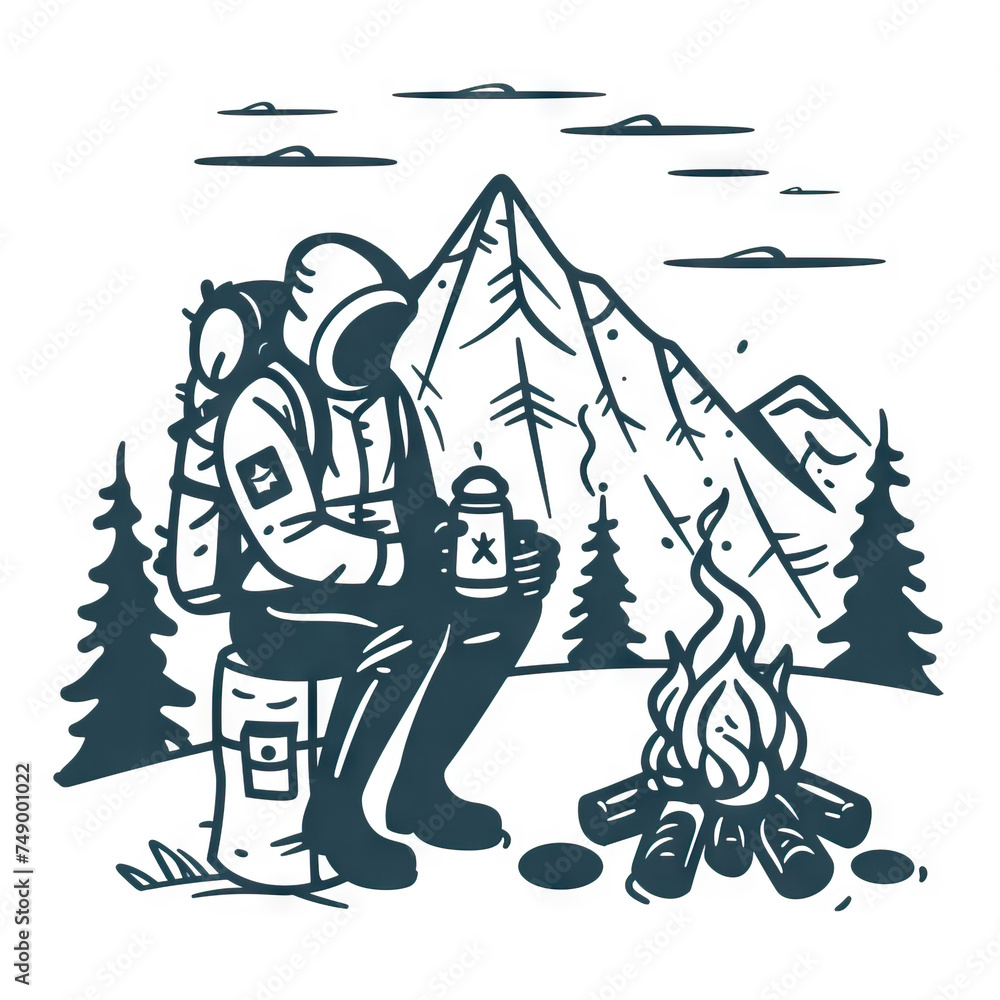 Wilderness Survival Instructor Teaching Outdoor Skills - Survival School. Vector Icon Illustration. Job Icon Concept Isolated Premium Vector. 
