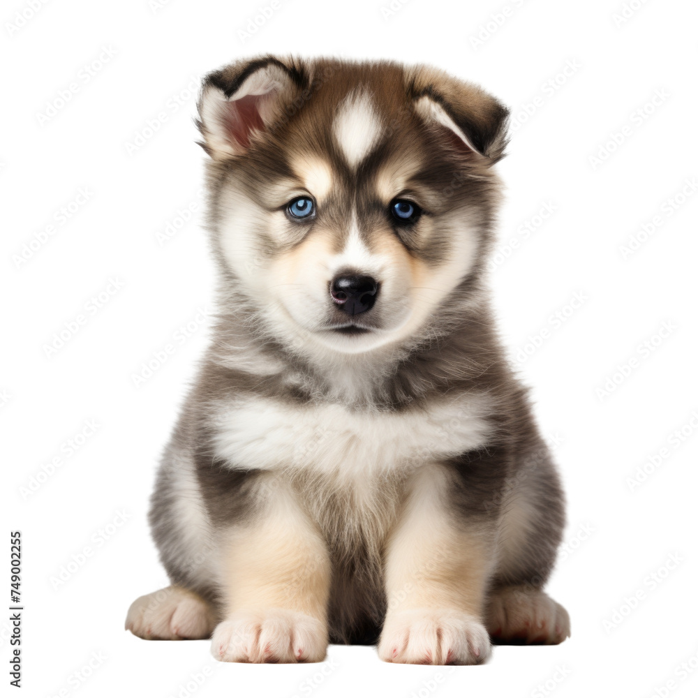 Alaskan malamute puppy, portrait. breed of the sled dog of the North.