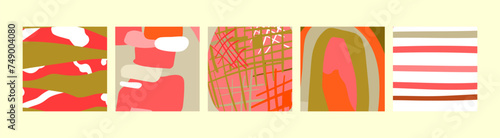 Creative concept of autumn bright and juicy cards set. Modern abstract art design with smooth shapes. Templates for celebration, ads, branding, banner, cover, label, poster, sales..