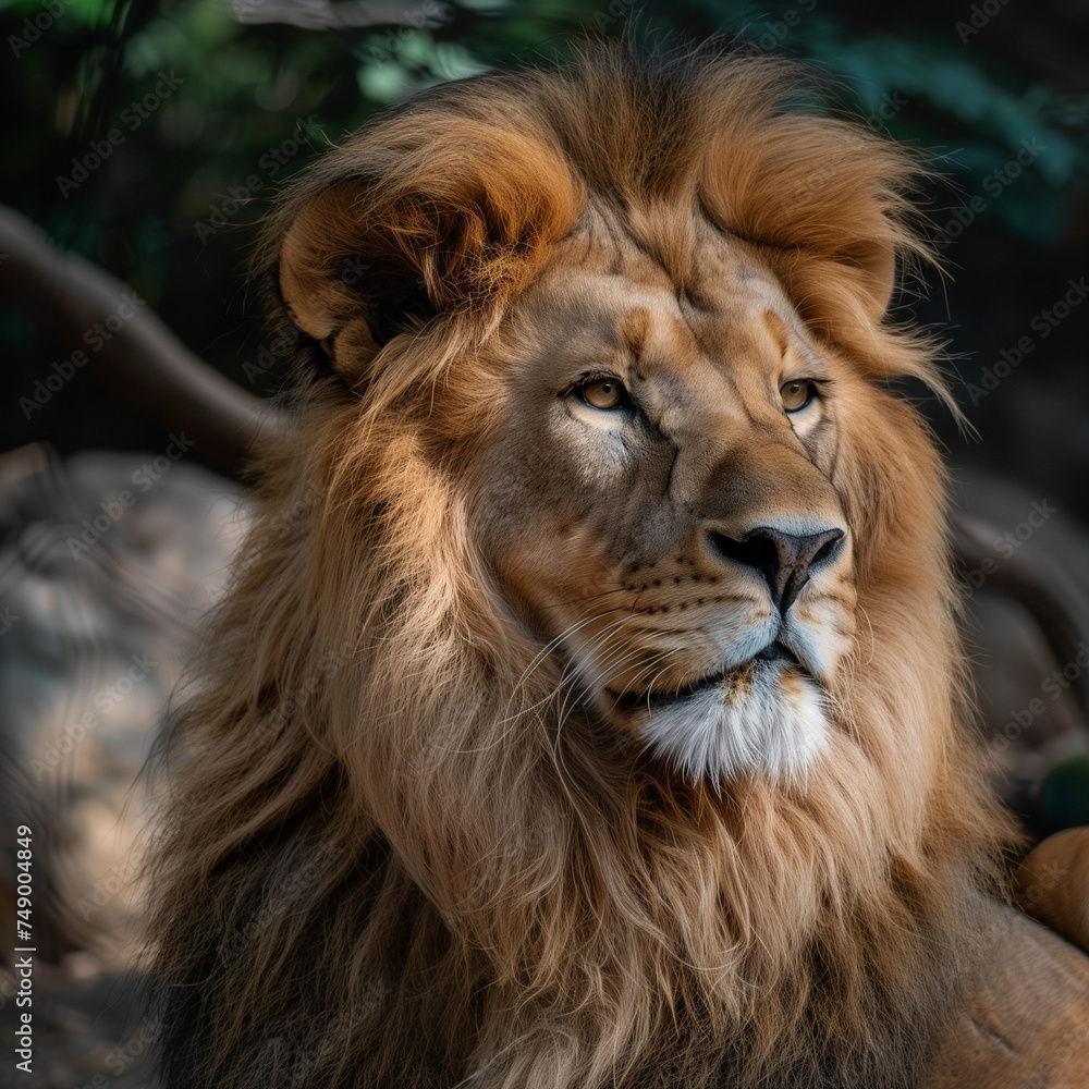 Majestic Lion Portrait in Natural Habitat Majestic Lion Portrait in Natural Habitat