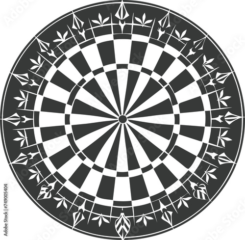 Silhouette dart game board black color only full