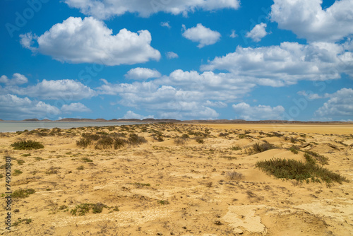 Beautiful desert landscape with blue sky at Cabo de Vela. La Guajira, Colombia. © camaralucida1