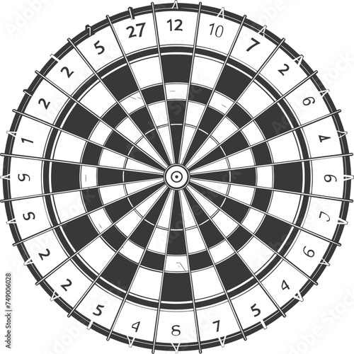 Silhouette dart game board black color only full