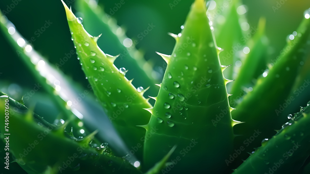 Lush green aloe vera plant