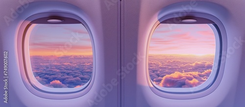 A View of Window of an Airplane Overlooking Clouds and Sky