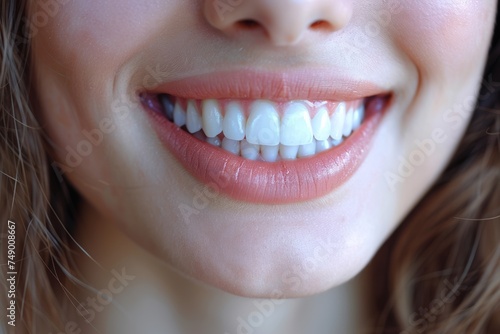 Healthy Dental Habits  Woman s smile highlights flawless teeth  promoting oral hygiene