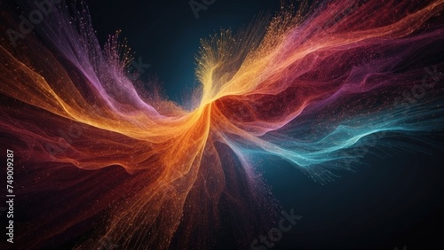 Technology particle abstract background with vibrant colors and dynamic motion