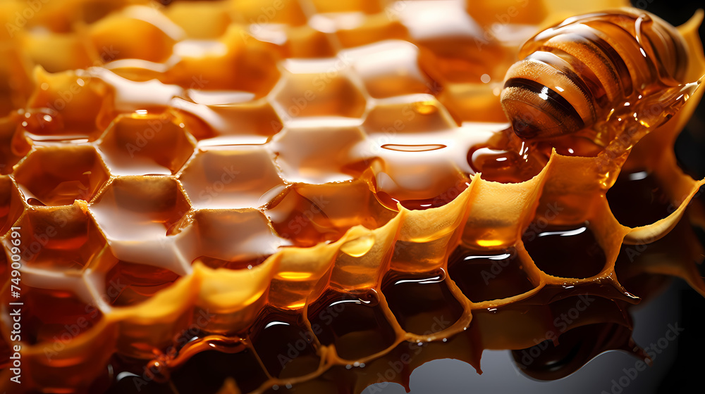 A swarm of bees working hard on a honeycomb with copy space in the background A swarm of bees working hard on a honeycomb with copy space in the background