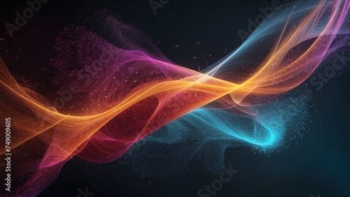 Technology particle abstract background with vibrant colors and dynamic motion © Damian Sobczyk