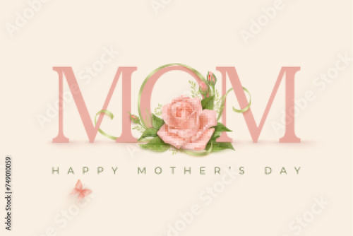 Happy mothers day greeting card with roses