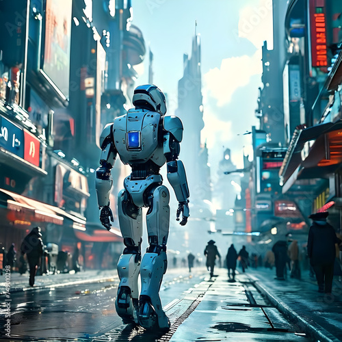 Imagine walking down the street in a bustling city on a planet in the far reaches of the Andromeda nebula, when suddenly you see a high-tech robot with artificial intelligence striding confidently bes © bulent